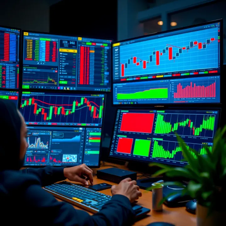 Digital workspace with charts and analysis tools representing strategies used by successful forex traders in Nigeria