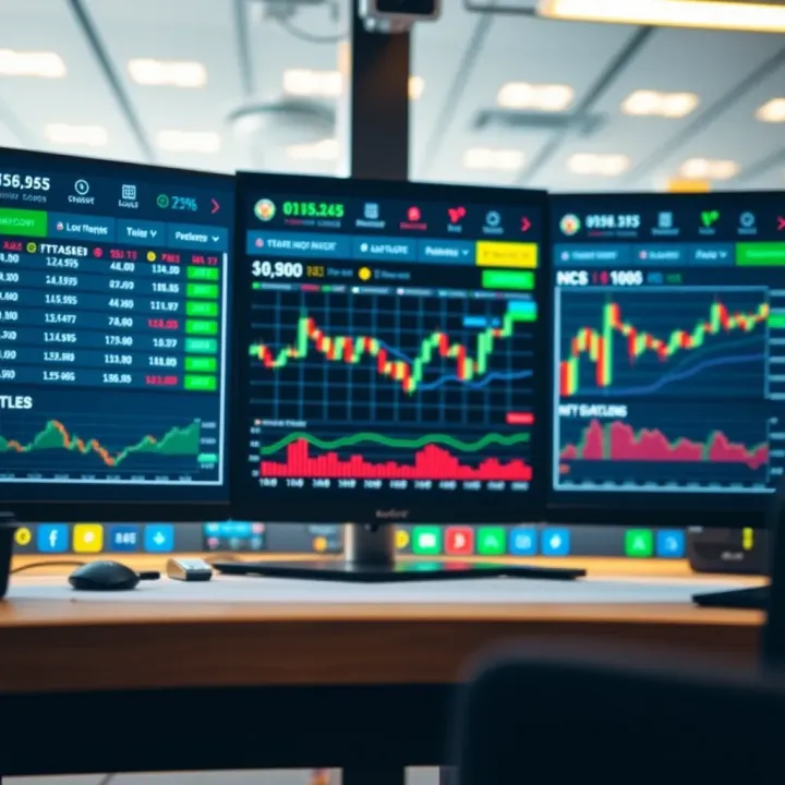 Dashboard overview of an online trading platform showing real-time charts and trading options