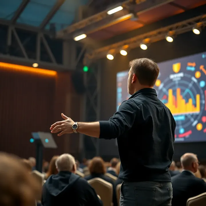 Ivan on Tech Leading Blockchain Education Initiatives Ivan on Tech delivering a blockchain and cryptocurrency lecture on a digital stage