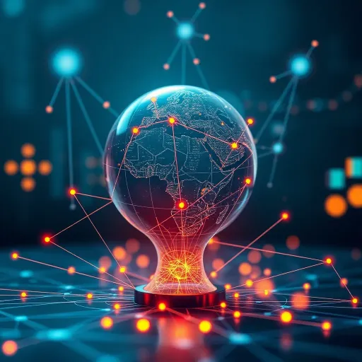 Global network connections symbolizing blockchain influence across continents including Nigeria
