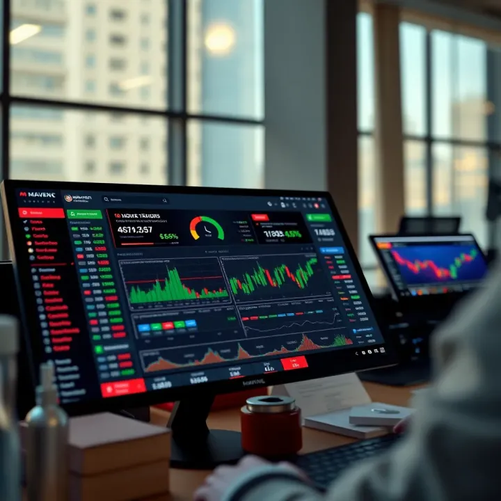 Brokerage services dashboard displaying trading options and investment data