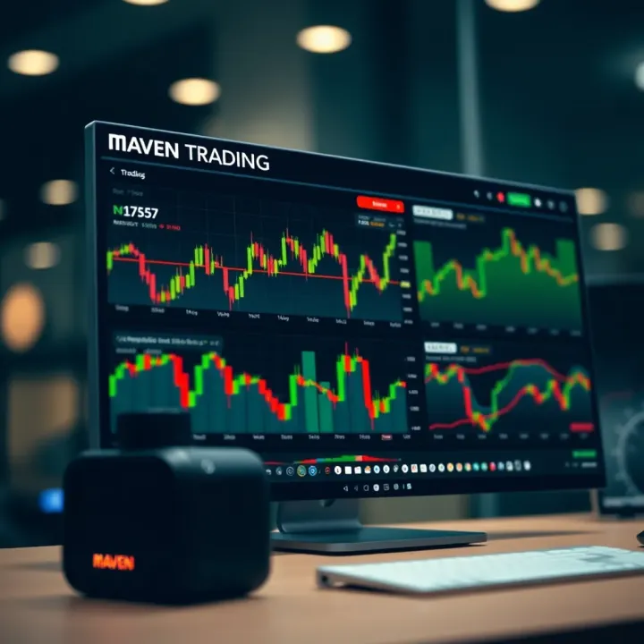 Dashboard view of Maven Trading platform showing trading charts and market data