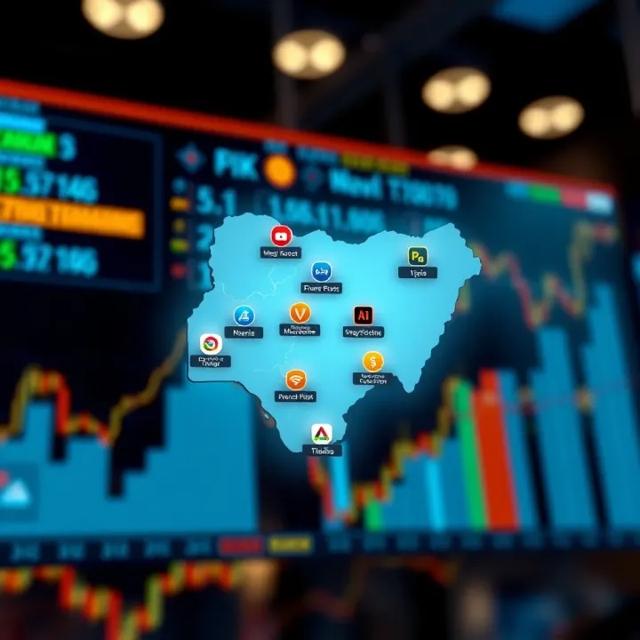 Map highlighting Nigeria with icons representing global trading platform options