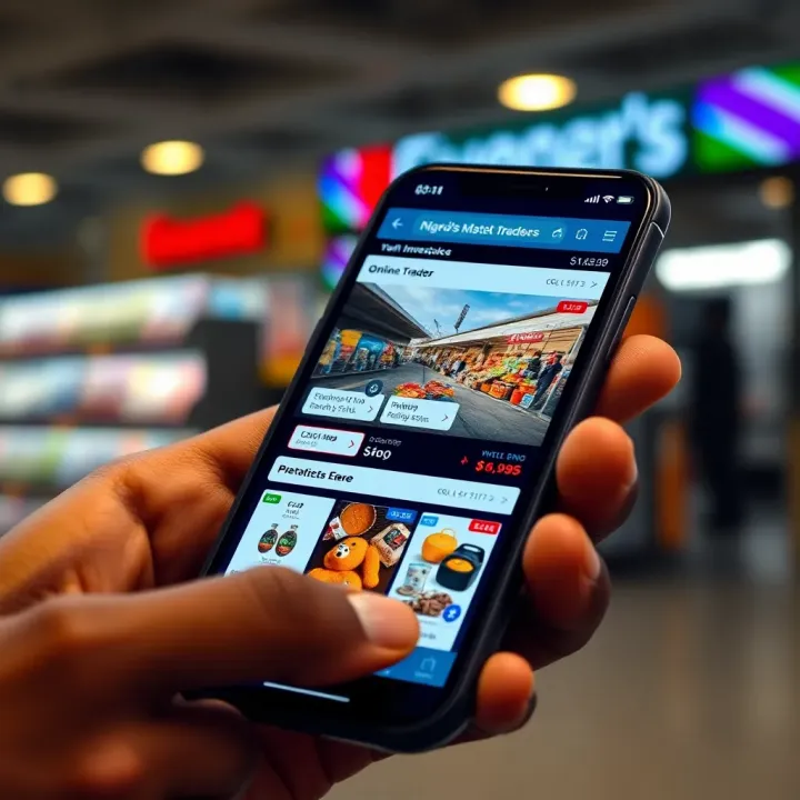 Exploring Nigeria’s Digital Trading Platforms A digital marketplace interface showing various product listings and pricing options on a mobile device