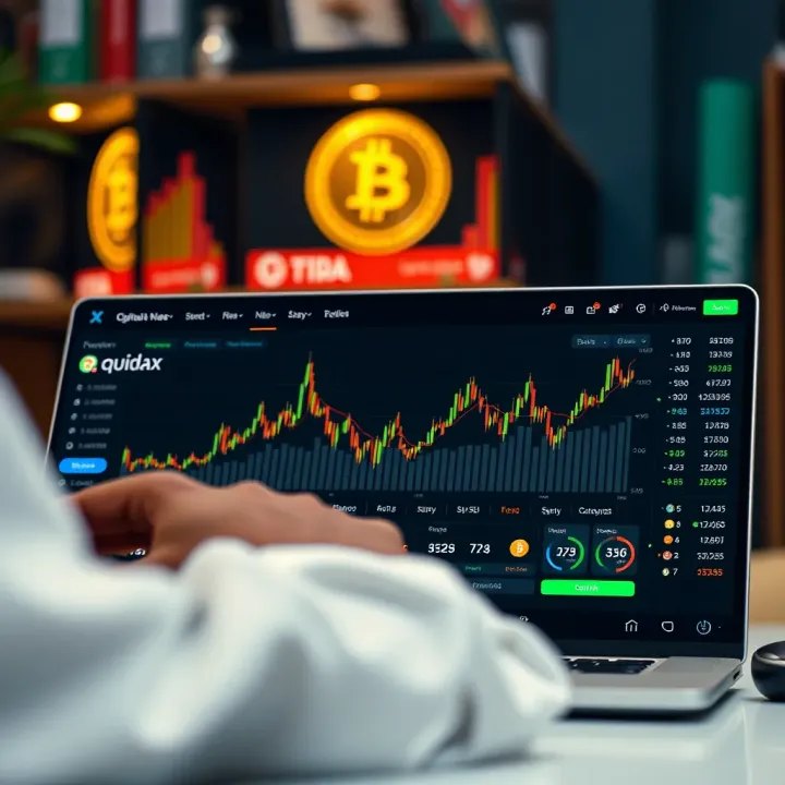Graphic showing user interaction with digital assets on a crypto exchange dashboard