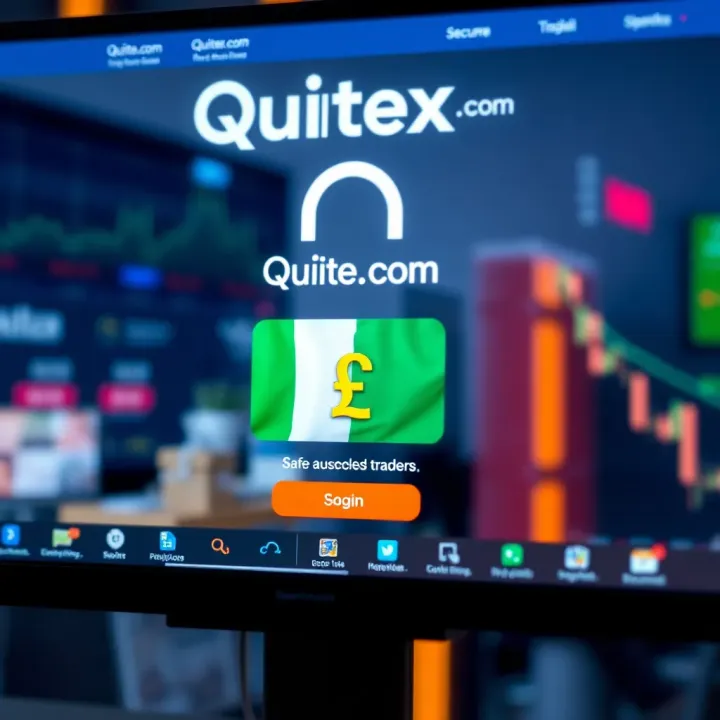 Secure login screen of Quotex.com with Nigerian currency symbols indicating safe access for local traders
