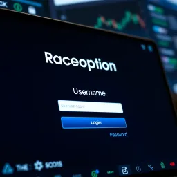 Secure login interface of Raceoption showing username and password fields