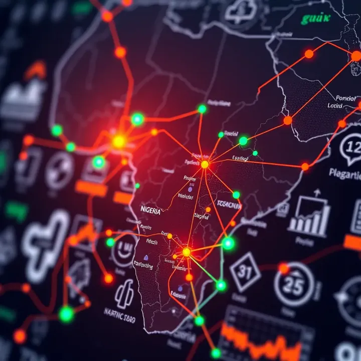 Digital map highlighting Nigeria's fintech growth and technological advancement