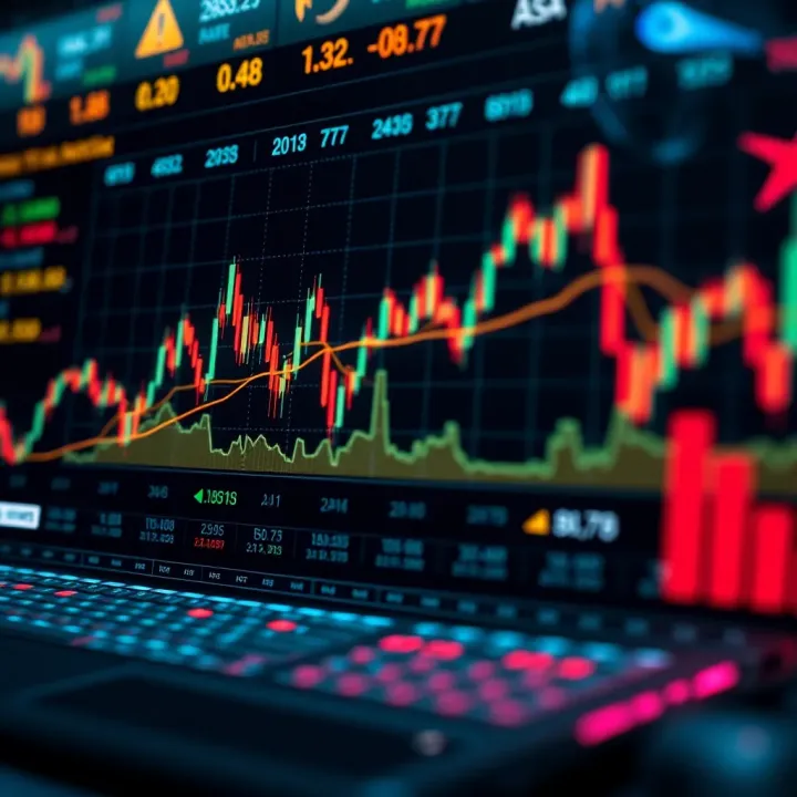 Illustration of synthetic index charts showcasing market fluctuations and trading data