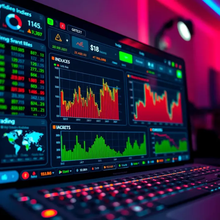 Managing Risks in Synthetic Indices Trading Risk management tools and performance metrics displayed on a trading dashboard for synthetic indices
