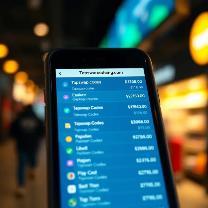 Comprehensive Guide to Tapswap Codes Listing Illustration showing a list of digital codes for Tapswap with a mobile device screen