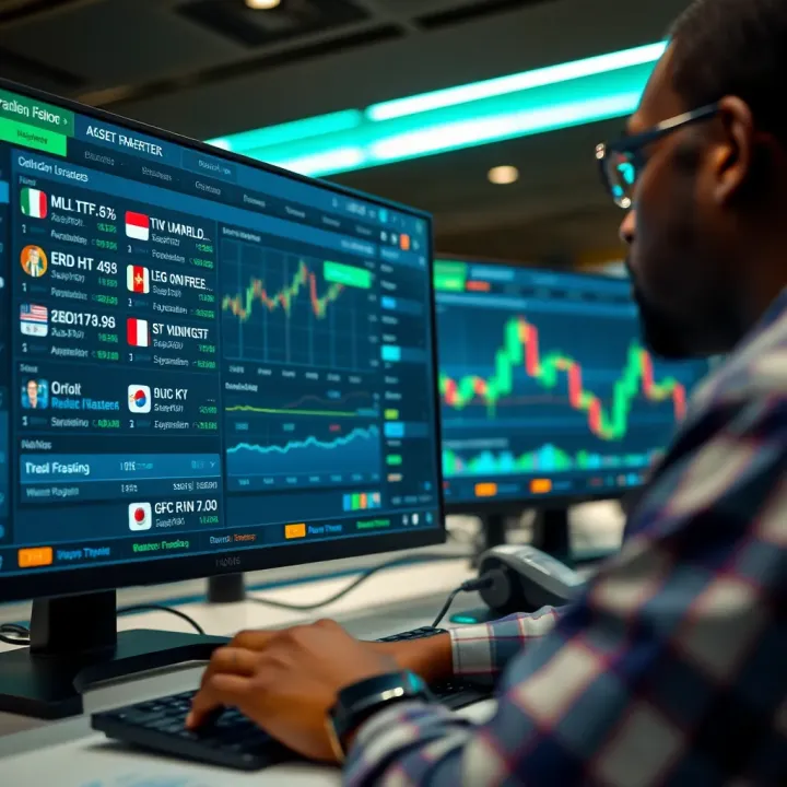 User navigating an online trading platform dashboard displaying various asset options