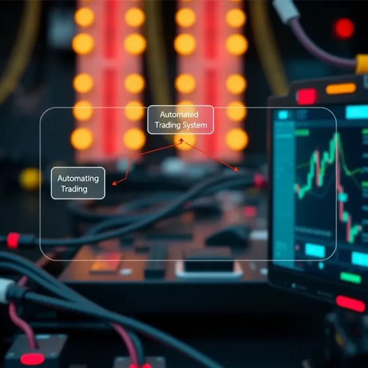 Diagram illustrating components of an automated trading system including data input, algorithmic processing, and trade execution