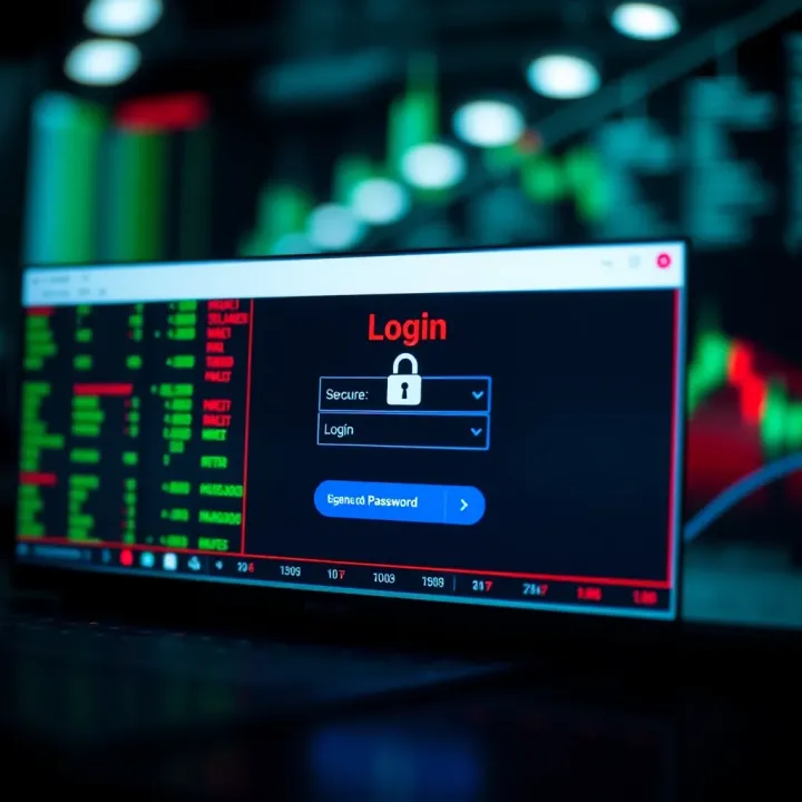 Secure login interface for a binary options trading platform with username and password fields
