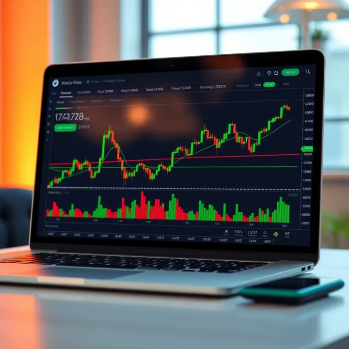 Screenshot of TradingView chart displaying candlestick patterns and technical indicators used for binary trading analysis