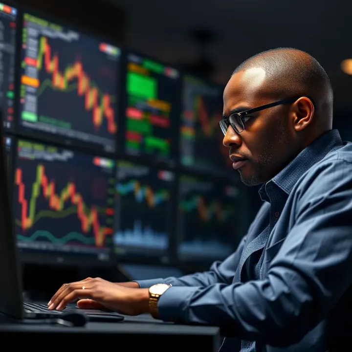 Illustration of a trader analyzing market trends during London Forex session in Nigeria