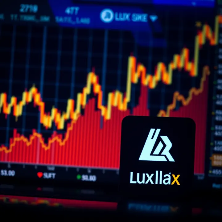 Graph showing financial market trends and Lux Trading Firm logo representing online trading activity in Nigeria