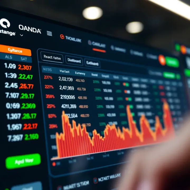Dashboard view showing currency exchange rates on OANDA platform