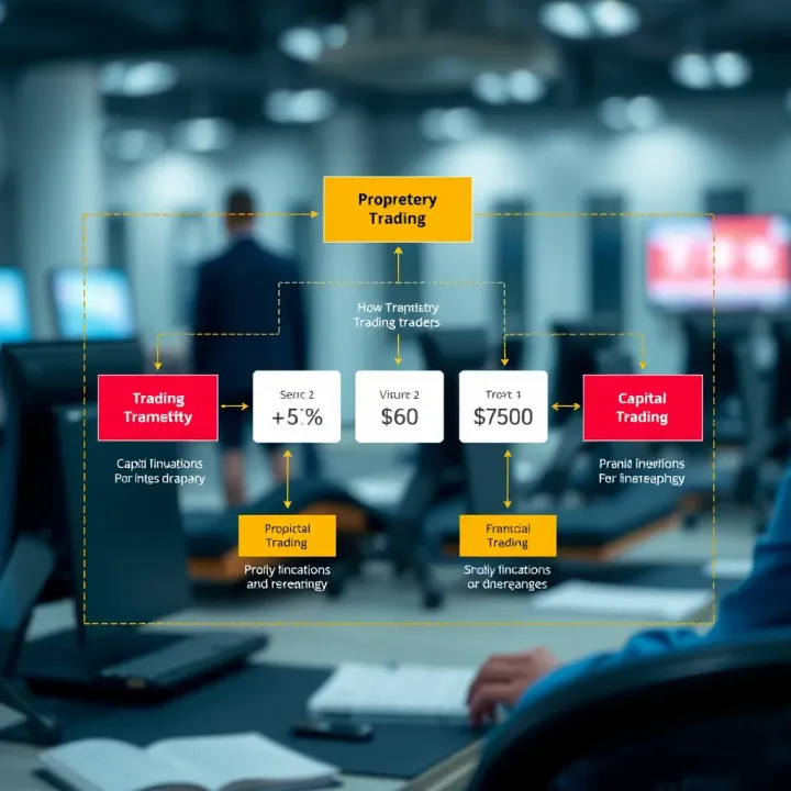 Diagram illustrating how proprietary trading firms provide capital and support to traders
