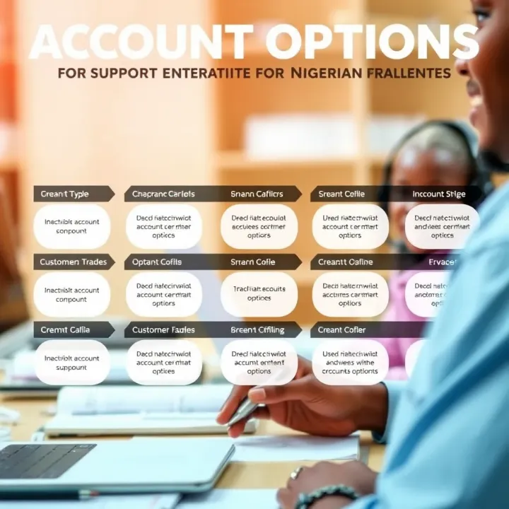 Illustration of diverse account types and customer support options available for Nigerian traders on QXBroker