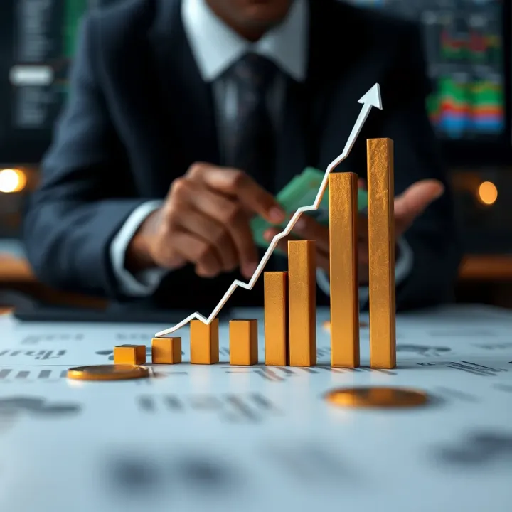 Graph showing upward trend representing profit growth in trading