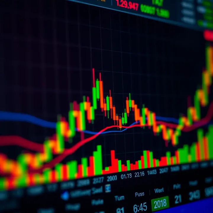 Candlestick chart illustrating market fluctuations with key indicators for Nigerian traders