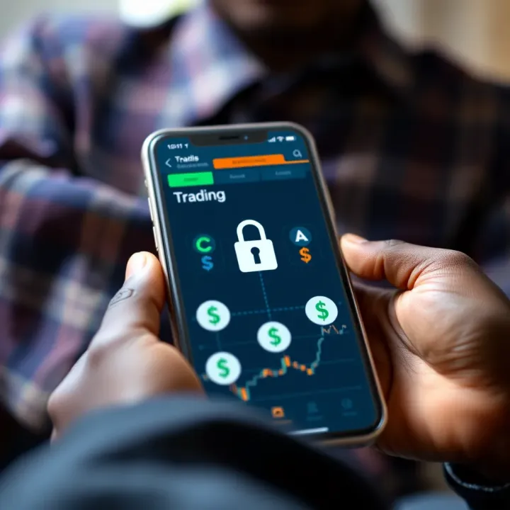 Illustration of a mobile device showing secure financial transactions with Nigerian currency symbols