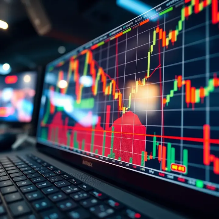 Graph showing financial market trends on a digital trading platform