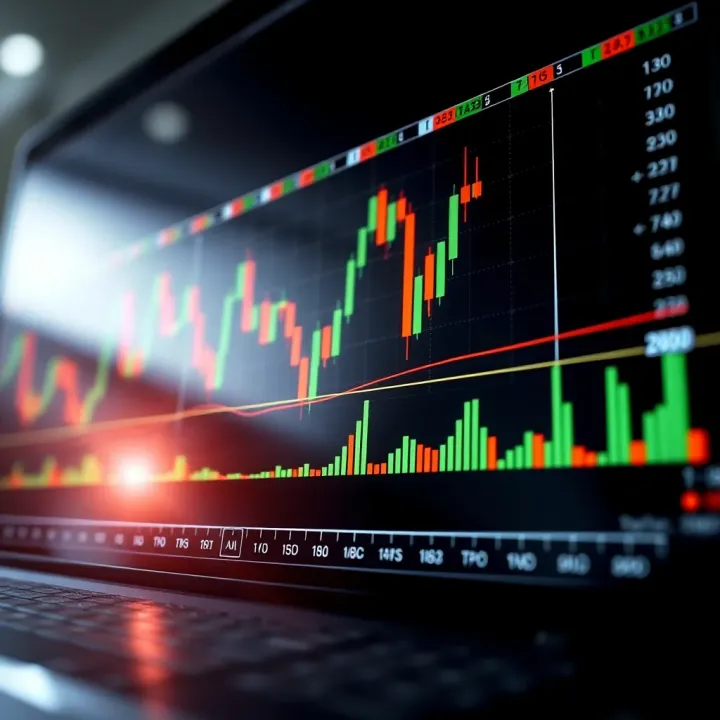 Volatility Indices in Financial Charts for Trading Insights Illustration of financial chart with volatility index indicators and trading signals